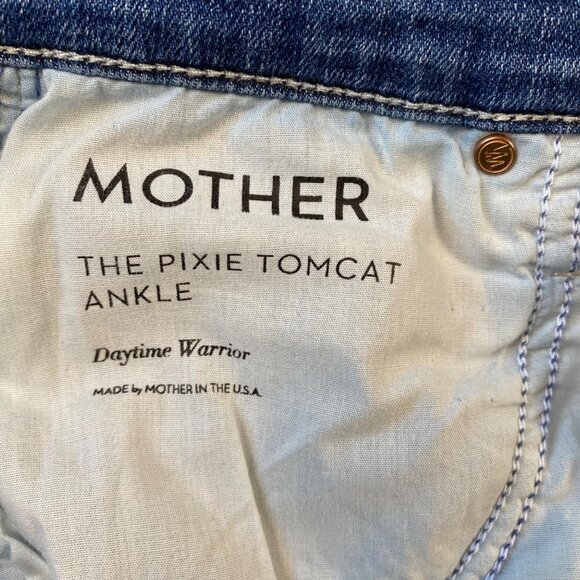 MOTHER Jeans Womens Sz 27 Pixie Tomcat Ankle High-Rise Button Fly Denim - Picture 6 of 12